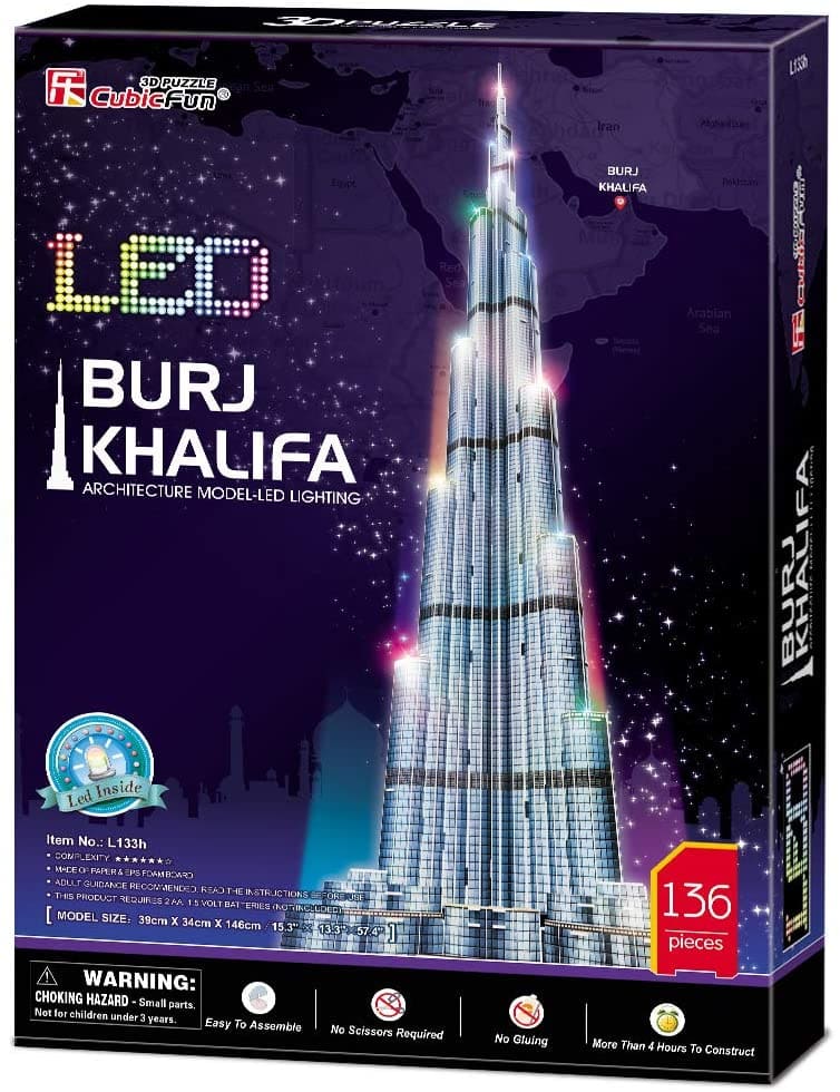 Puzzles y rompecabezas en 3D con luces led Burj Khalifa