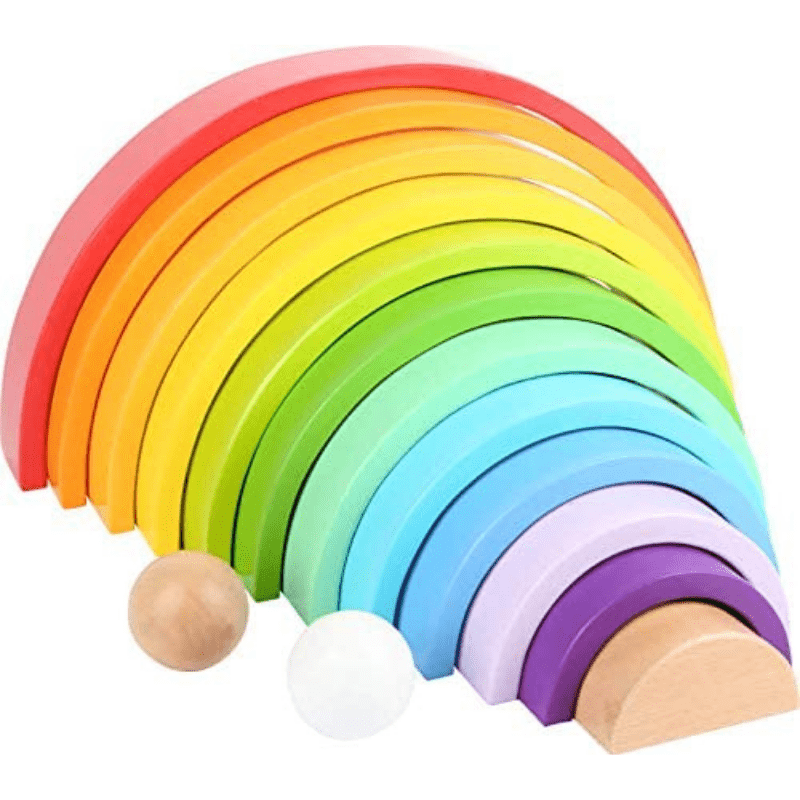 arco iris de madera juguetes montessori waldorf